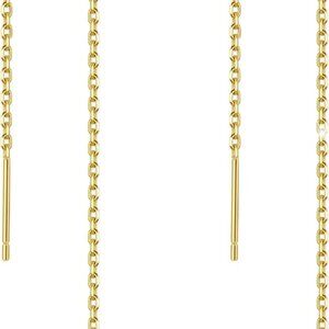 Minimalist Gold Sterling Silver Threader Earrings for Women